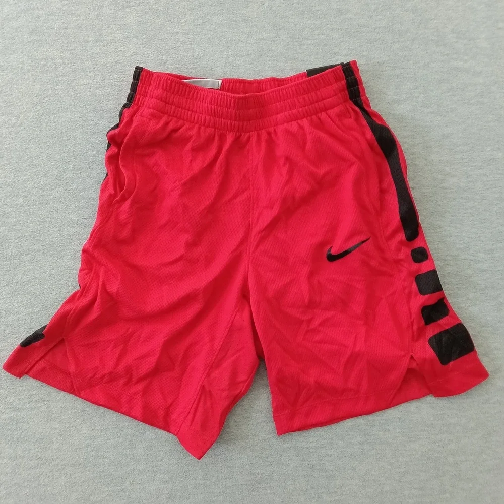Nike Kids Dri-FIT Basketball Shorts Red Black Graphic Stripe Medium NEW